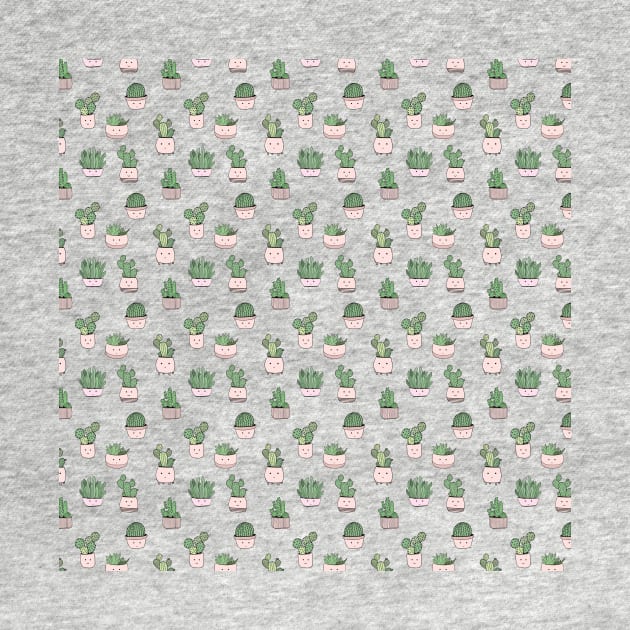 Succulent cactus smiling cute pattern by bigmoments